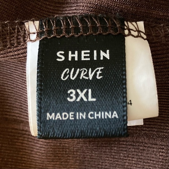 SHEIN Curve Chocolate Brown Ruffle Neck Blouse - Picture 2 of 5